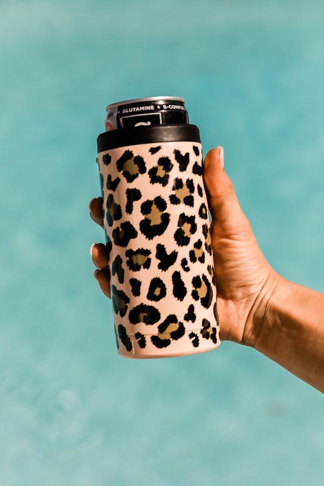 Tropical Breeze 12oz Brown Animal Print Can Cooler