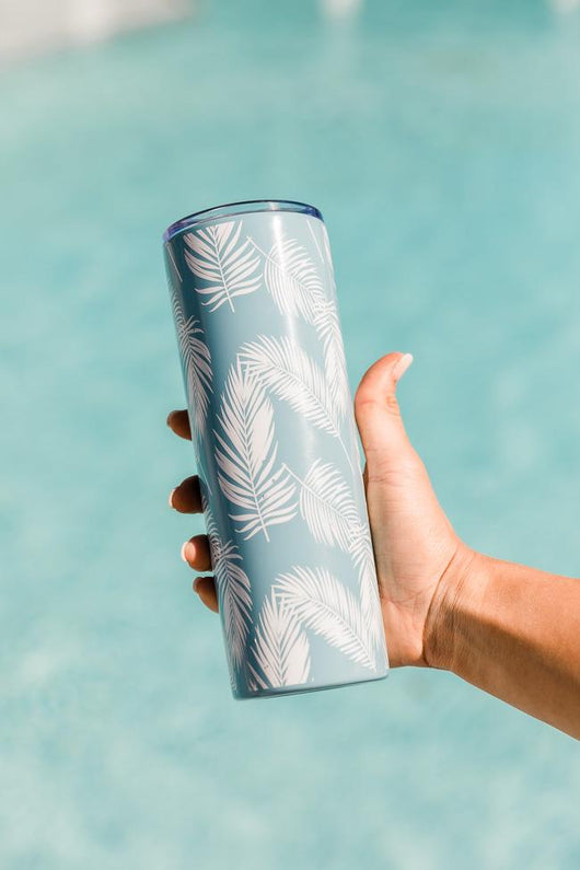Surfside Diva 20oz Blue Leaf Skinny Tumbler