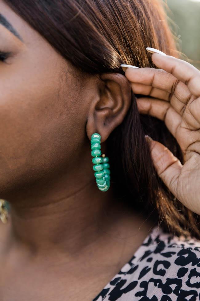 Already Gone Green Beaded Earrings