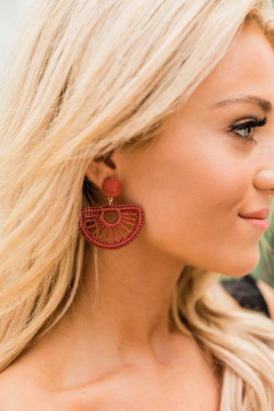 Reasonable Heart Rust Woven Earrings