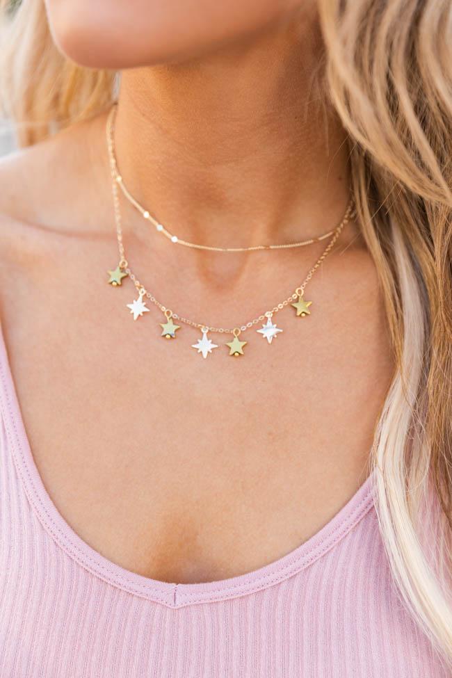 Drifting Away Layered Star Gold Necklace