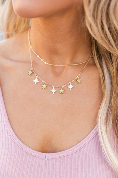 Drifting Away Layered Star Gold Necklace