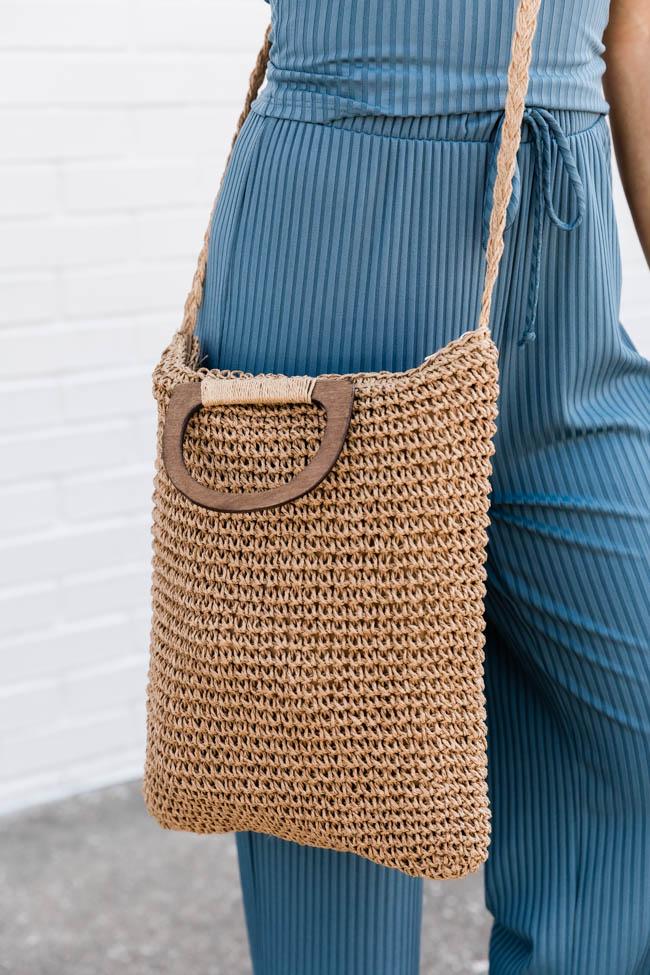 Heartless Story Woven Tan Crossbody Purse