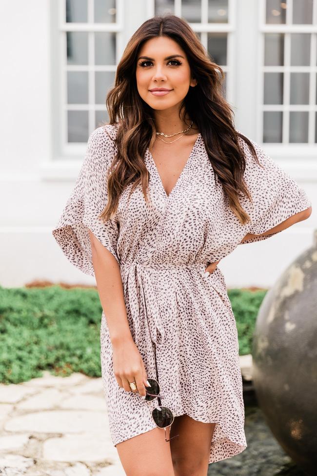 Perfect Together Pink Leopard Print Belted Shirt Dress