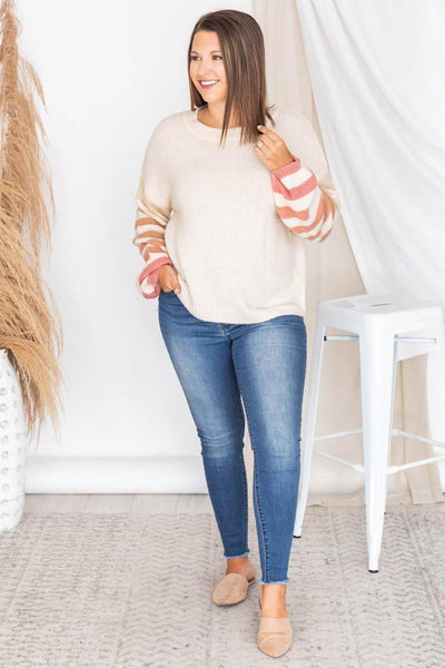Make It Yours Pink Striped Sweater