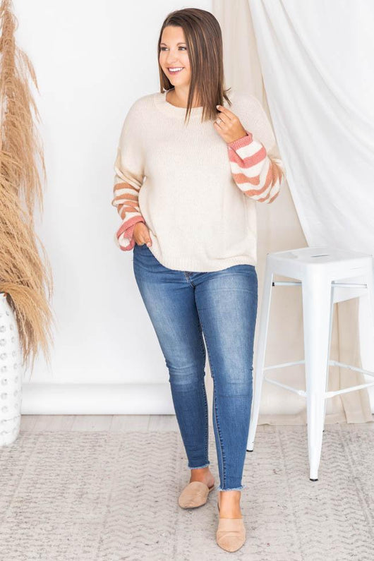 Make It Yours Pink Striped Sweater