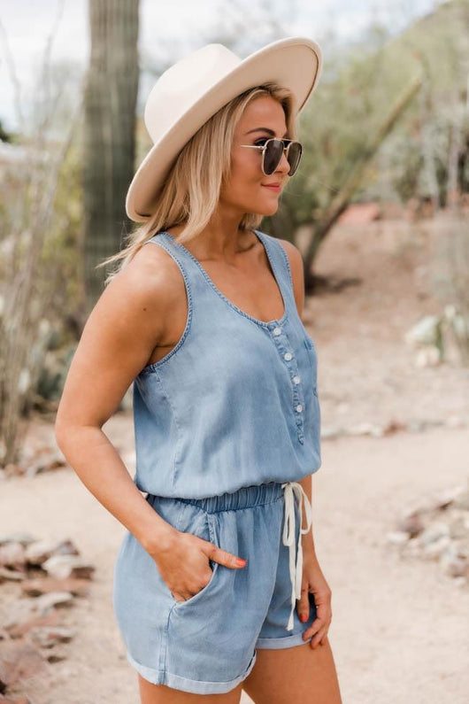 Walking Away Navy Romper