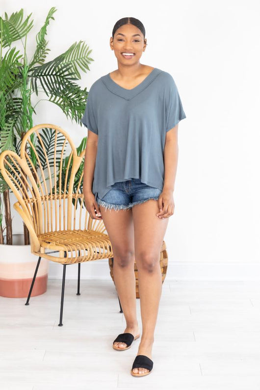 A Glorious Time Slate Blouse
