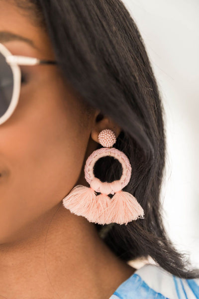 My Heart's Desire Tassel Pink Earrings