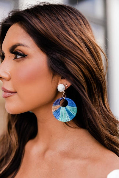 Oceans Away Woven Blue Earrings