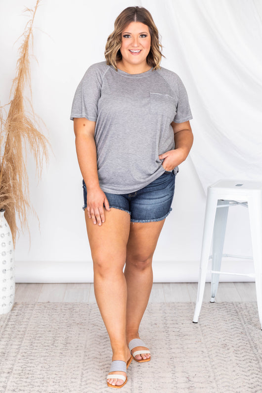 Lively Spirit Grey Scoopneck Pocket Tee