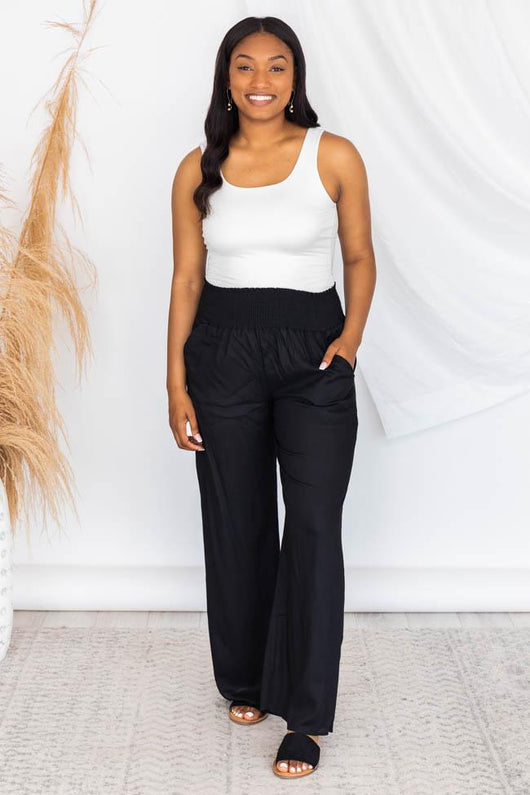 Fashionista Forever Black Smocked Knit Pants