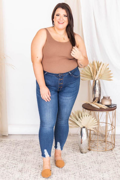 Sunday Drives Mocha Sweater Tank Bodysuit