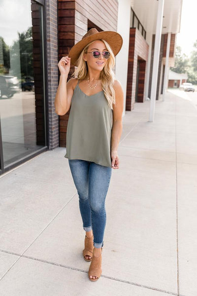 Getting Back Together Olive Cami Tank