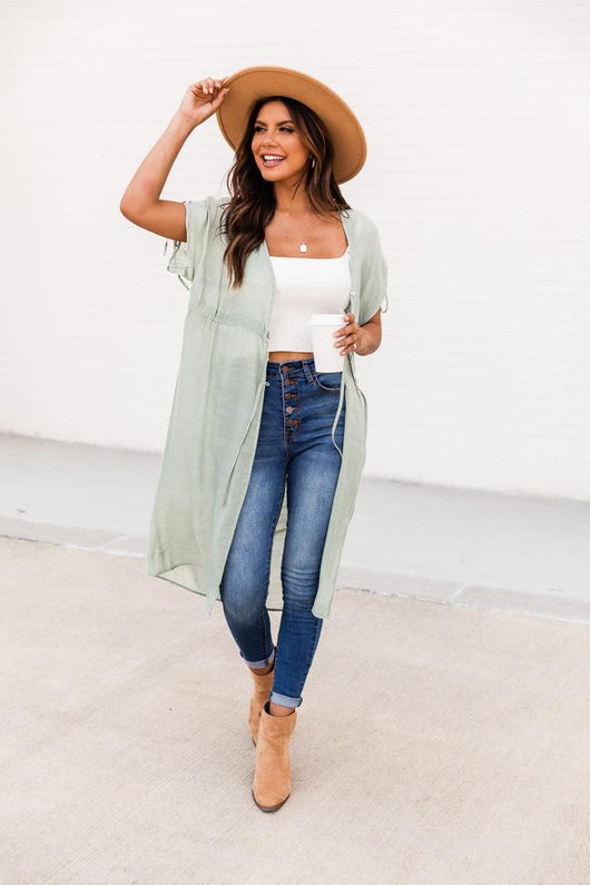 Coastal Tide Mint Duster Kimono FINAL SALE