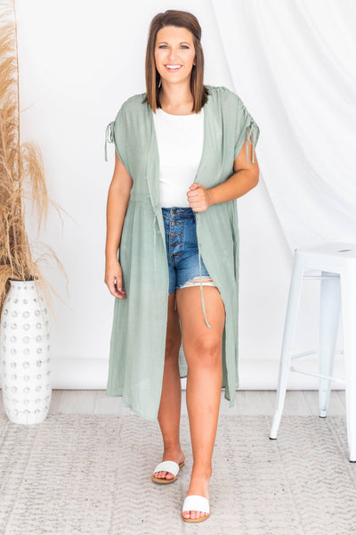 Coastal Tide Mint Duster Kimono FINAL SALE