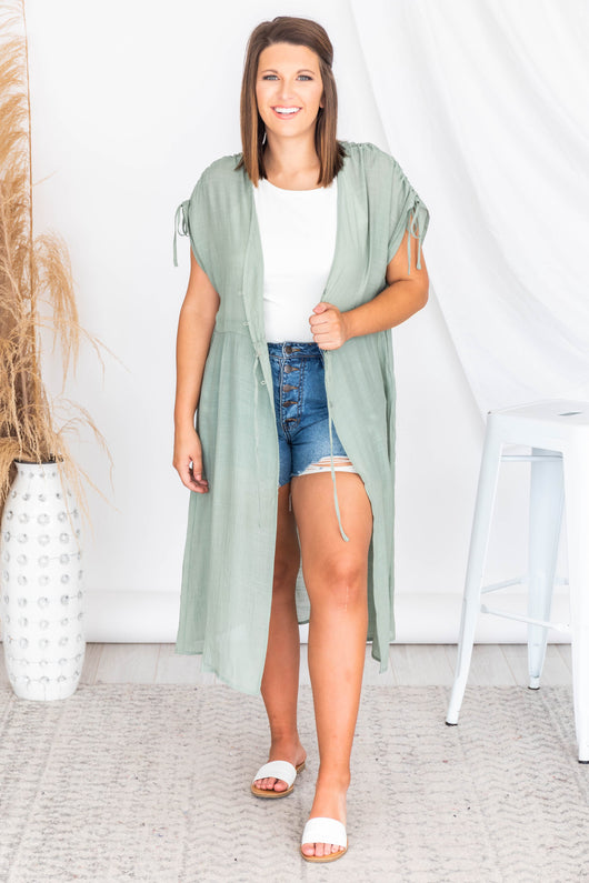 Coastal Tide Mint Duster Kimono FINAL SALE