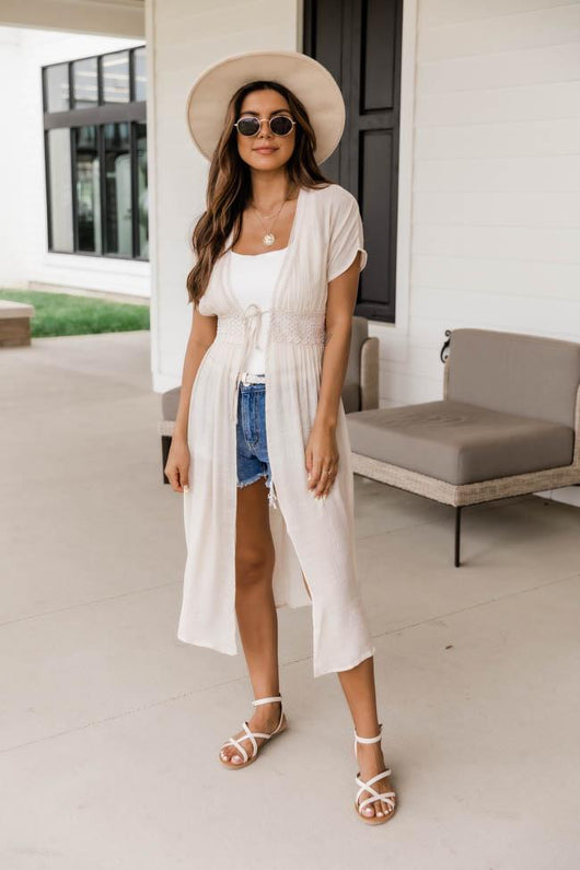 Sandy Kisses Beige Duster Kimono