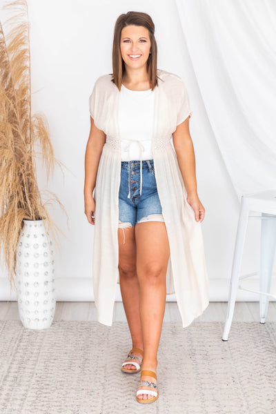 Sandy Kisses Beige Duster Kimono