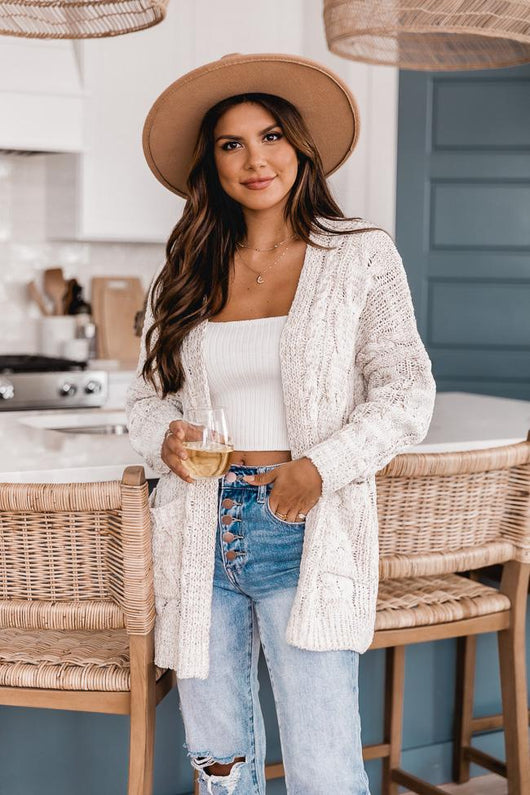 Stay Fabulous Ivory Knit Cardigan