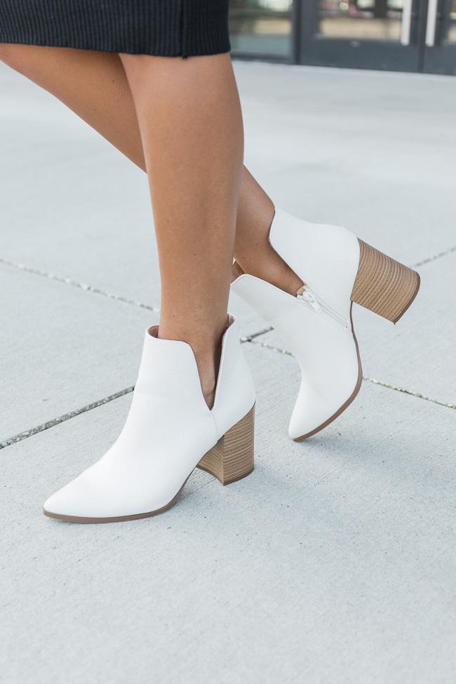 Darleen White Croc Side Slit Booties