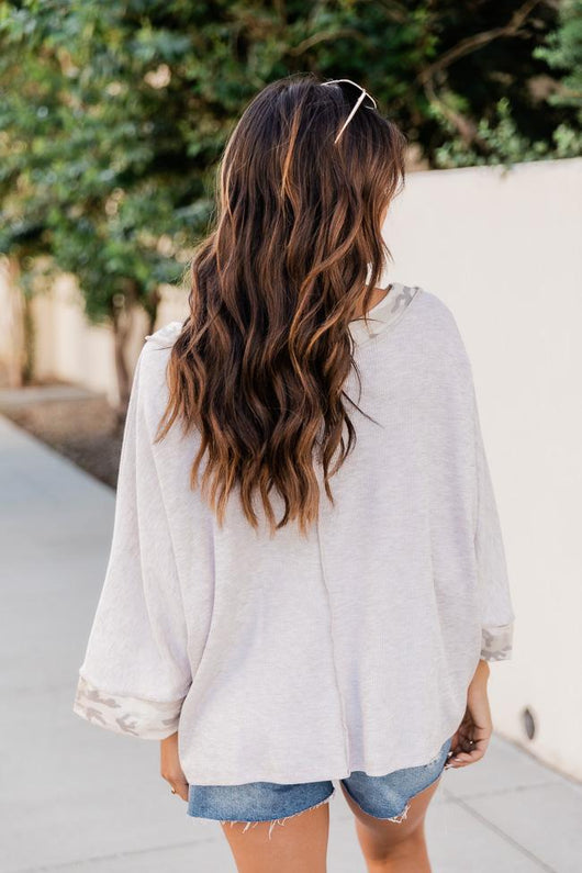 Brings Back Memories Oatmeal Camo Blouse