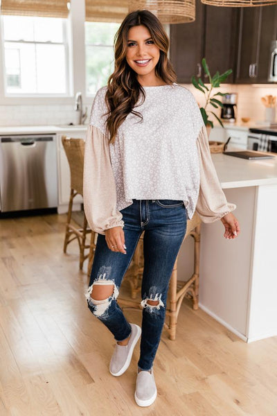 Sending Notes Leopard Print Grey Pullover