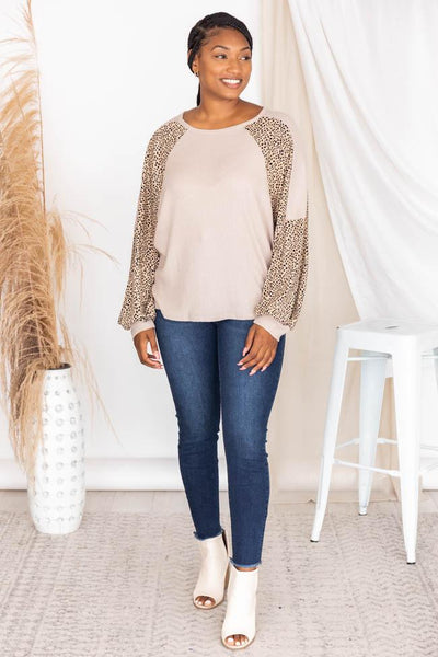 Peaceful Wish Mocha Leopard Print Pullover