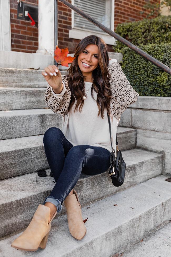 Peaceful Wish Mocha Leopard Print Pullover