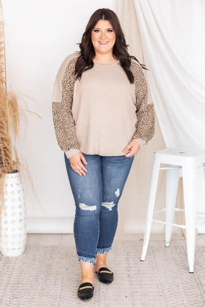Peaceful Wish Mocha Leopard Print Pullover