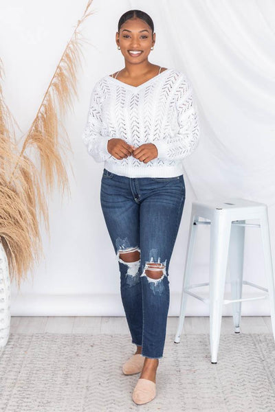 Saturday Trends Ivory Open Knit Sweater