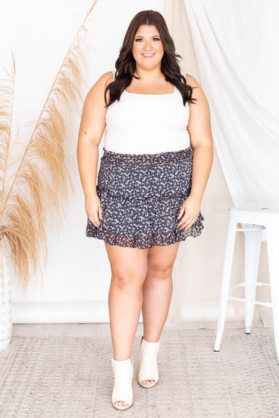 The Day Before Navy Ditsy Floral Mini Skirt FINAL SALE