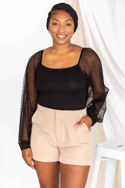 Tried Your Best Black Swiss Dot Bodysuit