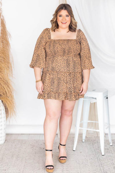 Running Through Gardens Brown Leopard Print Dress