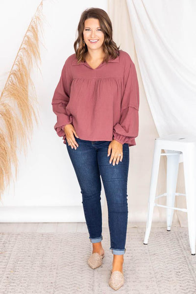 My Only Dedication Mauve Balloon Sleeve Blouse FINAL SALE