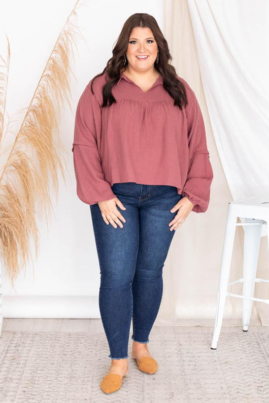 My Only Dedication Mauve Balloon Sleeve Blouse FINAL SALE