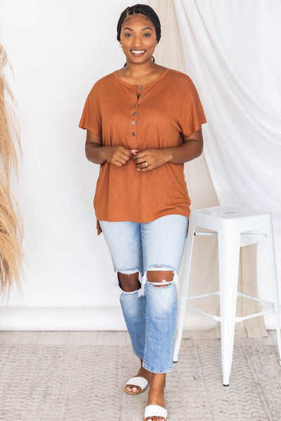 Undoubting Memories Brown Henley Tee