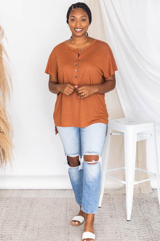 Undoubting Memories Brown Henley Tee