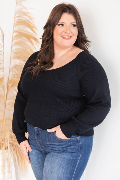 Enchant the World Black Balloon Sleeve Fitted Sweater FINAL SALE