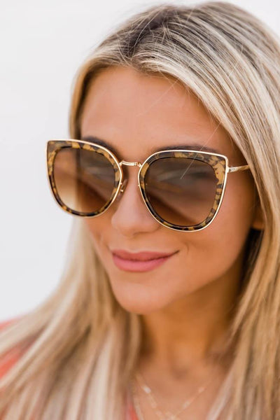 Layover Flight Leopard Print Gold Sunglasses