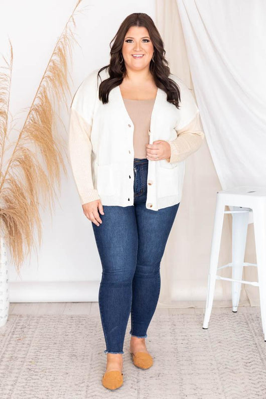Leave The Past Cream/Beige Colorblock Lightweight Cardigan