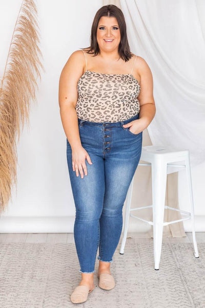 Chase You Down Tan Animal Print Bodysuit