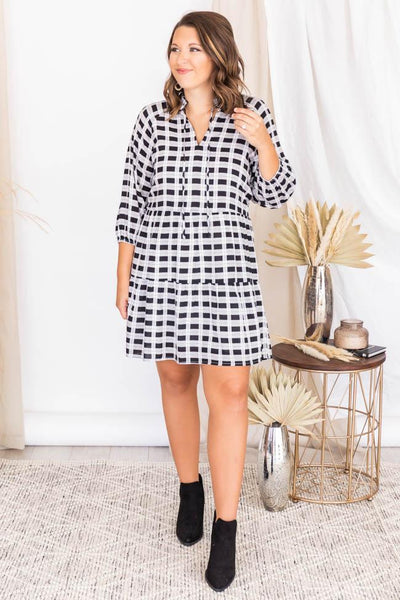 Infinite Ideas Black Plaid Dress