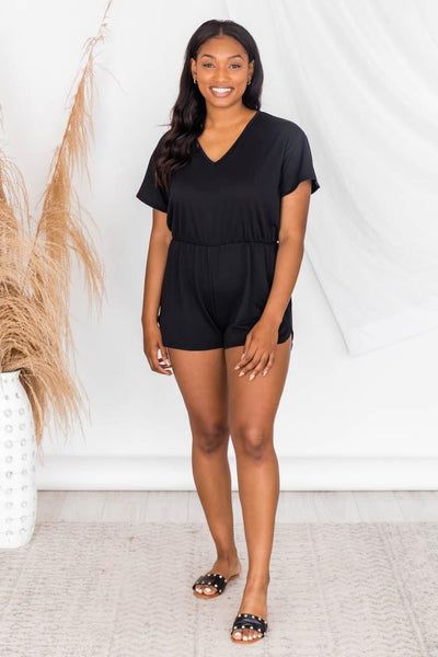 Perfectly Imperfect Black V-Neck Romper