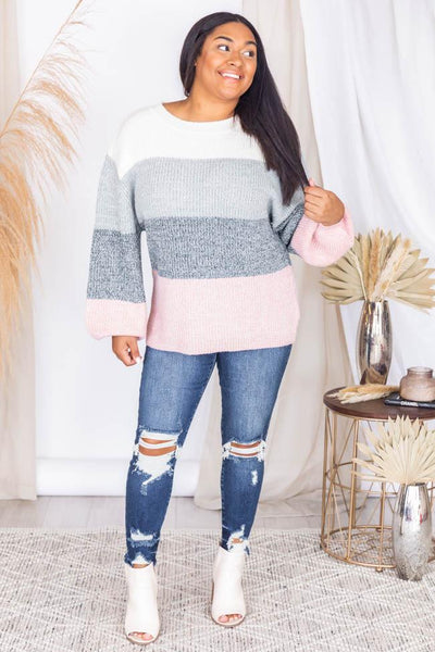 Lost In This Moment Slate Colorblock Sweater FINAL SALE