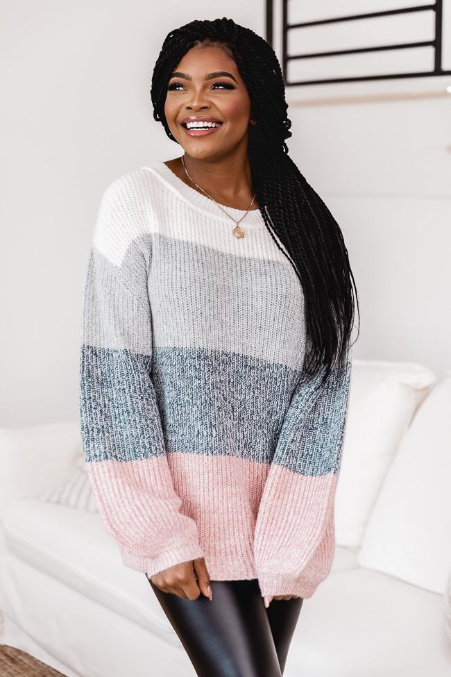 Lost In This Moment Slate Colorblock Sweater FINAL SALE