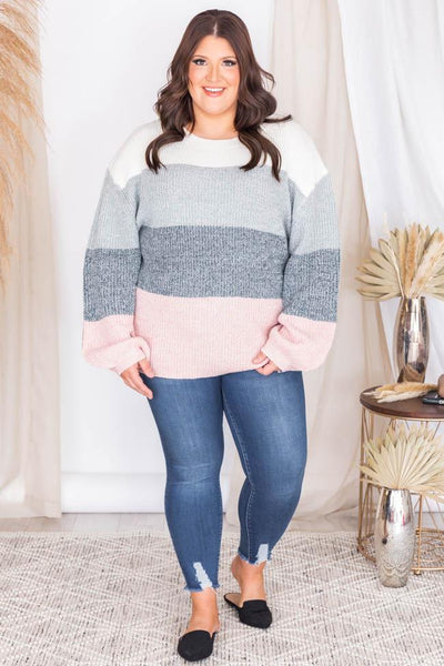 Lost In This Moment Slate Colorblock Sweater FINAL SALE