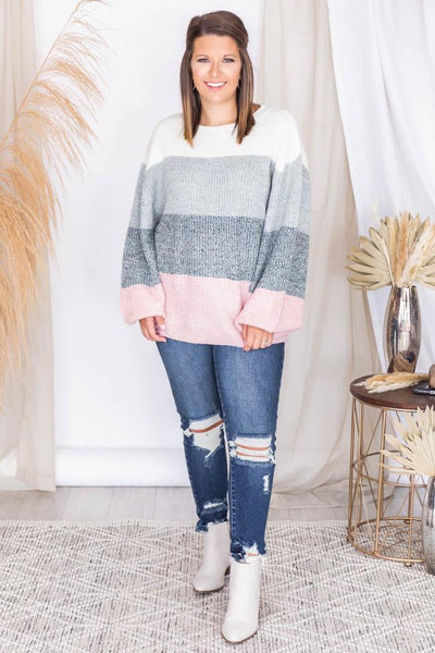 Lost In This Moment Slate Colorblock Sweater FINAL SALE