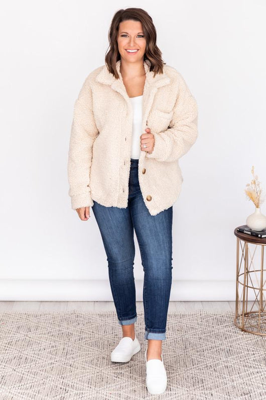 Moonlit Walk Cream Sherpa Jacket