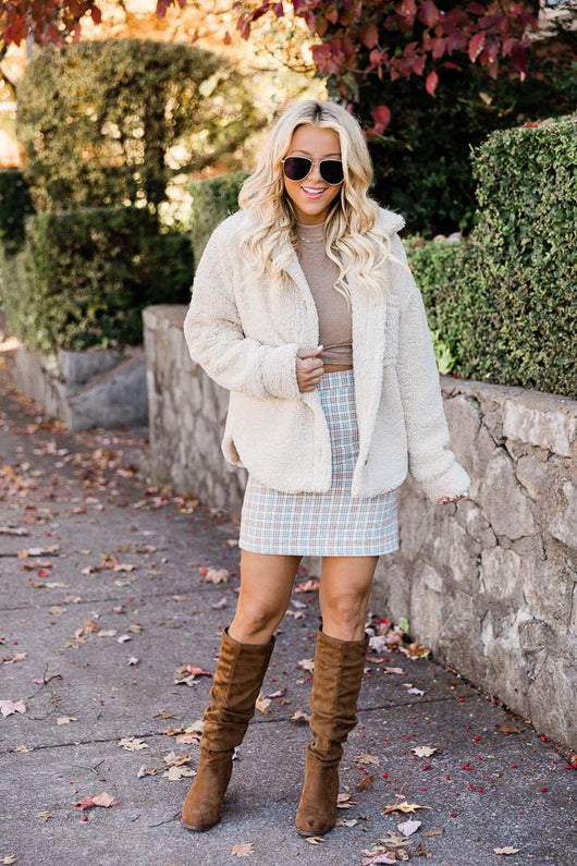 Exactly That Ivory Multi Plaid Mini Skirt